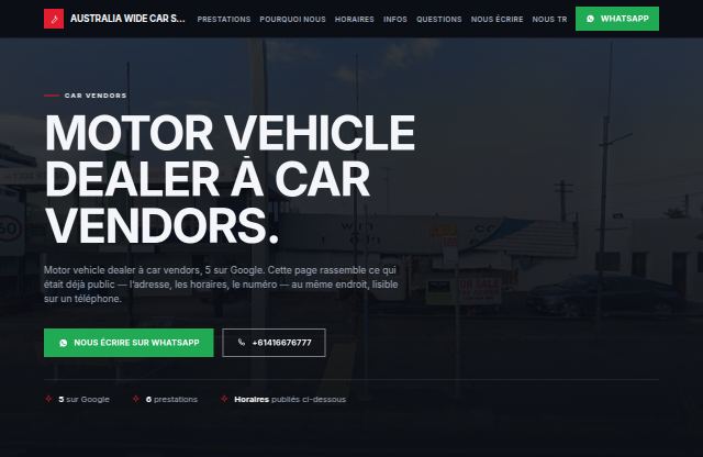 Page d’accueil du site de AUSTRALIA WIDE CAR SALES