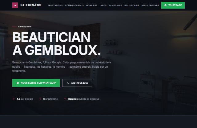 Page d’accueil du site de Bulle Bien-être
