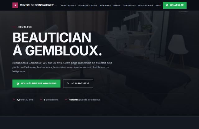 Page d’accueil du site de Centre de soins Audrey Steyls