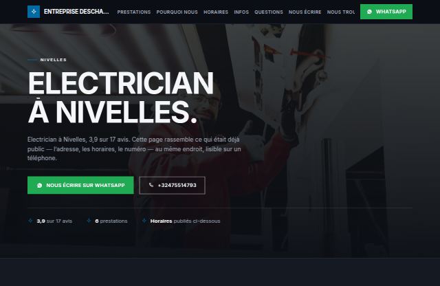Page d’accueil du site de Entreprise Deschamps