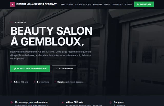 Page d’accueil du site de Institut Yuna Créateur de Bien-Etre - Gembloux
