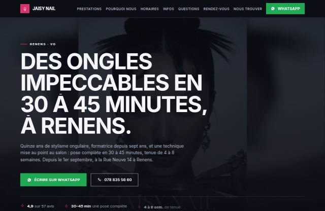 Page d’accueil du site de Jaisy Nail Academy