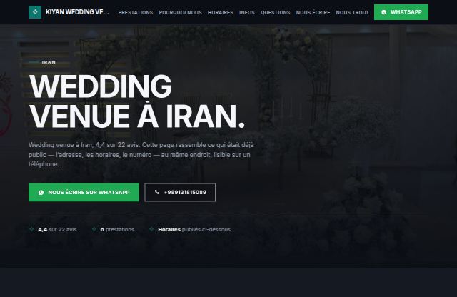 Page d’accueil du site de kiyan wedding venue