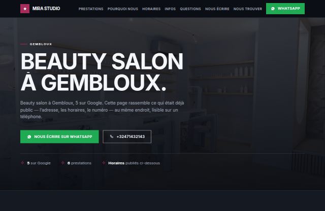 Page d’accueil du site de mira studio